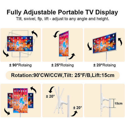 24인치 스탠드 바이 미 TV 실내 안드로이드 12 광고 디지털 사이니지 휴대용 바닥 스탠딩 스마트 TV