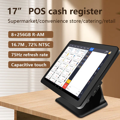 새로운 디자인 17인치 N5095 CPU POS 머신 8+256GB 대용량 메모리 Win10 소매 캐시 레지스터 POS 터미널