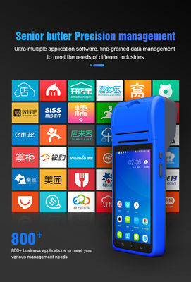 스마트 NFC 모바일 결제 단말기 5.5인치 휴대용 POS 기기 지능형 핸드헬드 스마트 단말기 카메라 프린터 포함