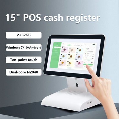 15인치 N2840 데스크톱 POS 머신 레스토랑 POS 터미널 2+32GB 고객 디스플레이와 함께 온인원 POS 시스템