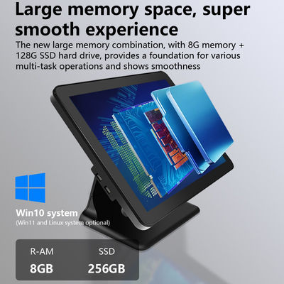 새로운 디자인 15인치 60Hz 데스크톱 POS 터미널 8+256GB N100 CPU 프린터와 스캐너가 있는 소매 POS 현금장