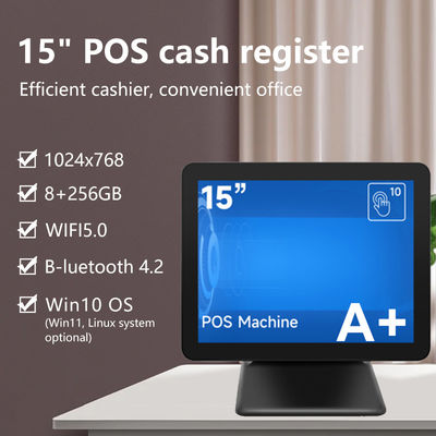 새로운 디자인 15인치 60Hz 데스크톱 POS 터미널 8+256GB N100 CPU 프린터와 스캐너가 있는 소매 POS 현금장