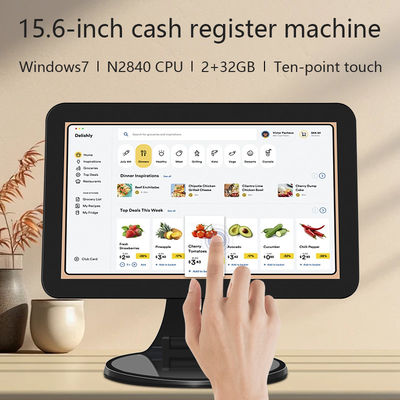 15.6인치 터치 스크린 데스크탑 POS 터미널 N2840 2+32GB 소매 캐시 레지스터 (스캐너 포함)