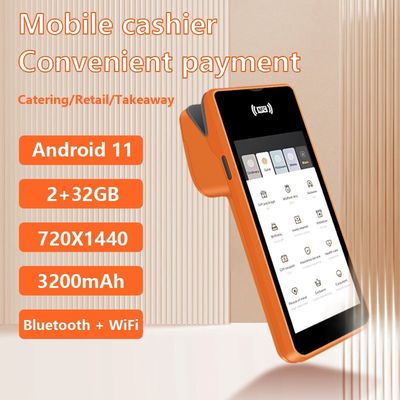 안드로이드 11 5.45인치 핸드헬드 POS 터미널, 58mm 열전사 프린터, NFC, WiFi, USB 연결 및 32GB/64GB 메모리 최고