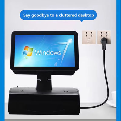 15.6인치 듀얼 스크린 터치 모든 1 POS 시스템 현금 상자와 58mm 프린터 2GB RAM 슈퍼마켓에 구축