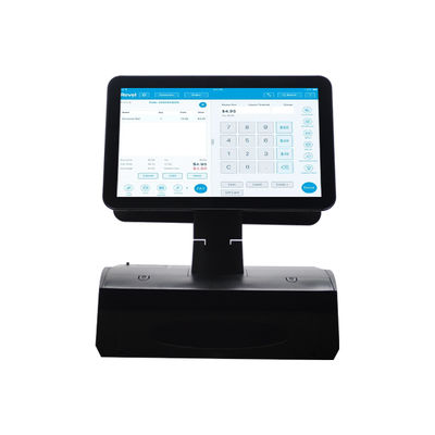 OEM ODM 15.6인치 듀얼 스크린 윈도우7 포스 현금 등록기 N2840 Cpu 2+32GB 데스크톱 POS 터미널 58mm 프린터, 키보드