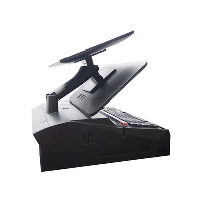 OEM ODM 15.6인치 듀얼 스크린 윈도우7 포스 현금 등록기 N2840 Cpu 2+32GB 데스크톱 POS 터미널 58mm 프린터, 키보드