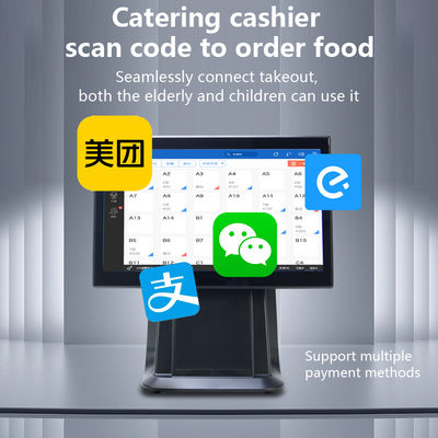 고성능 15.6" I3 프로세서 터치 스크린 POS 올인원 슈퍼마켓 소매 POS 기계 (고객 디스플레이 포함)