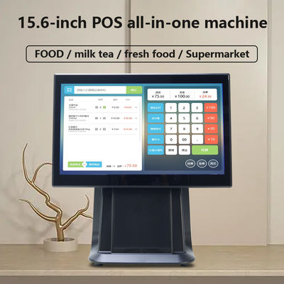 고성능 15.6" I3 프로세서 터치 스크린 POS 올인원 슈퍼마켓 소매 POS 기계 (고객 디스플레이 포함)