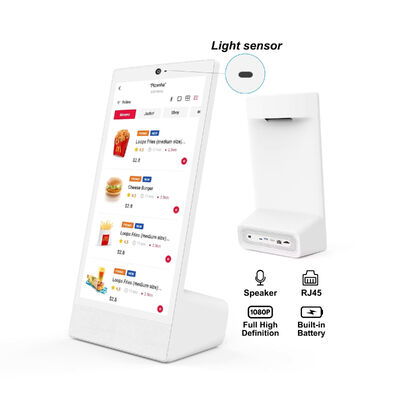 L형 데스크톱 15.6인치 1920x1080 안드로이드 15 태블릿 PC 와이파이 NFC 용량 터치 스크린 10000mAh 옥타 코어 패스트푸드 오터링 스피커