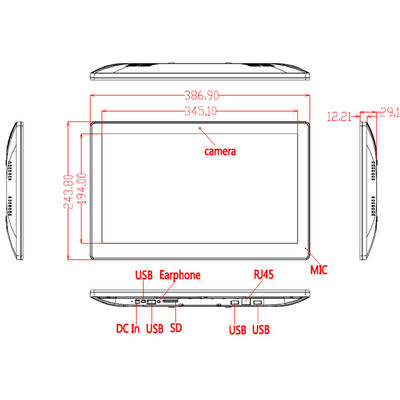 15.6인치 초고밀도 터치 스크린 PC 8GB ROM 와이파이 RJ45 및 PoE