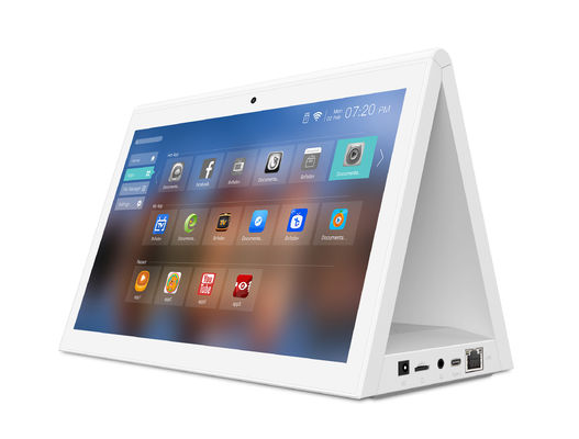 화이트 RK3288 데스크톱 L 모양 10.1 인치 안드로이드 태블릿 PC POE NFC 터치 듀얼 스크린 레스토랑 주문 키오스크 POS 태블릿