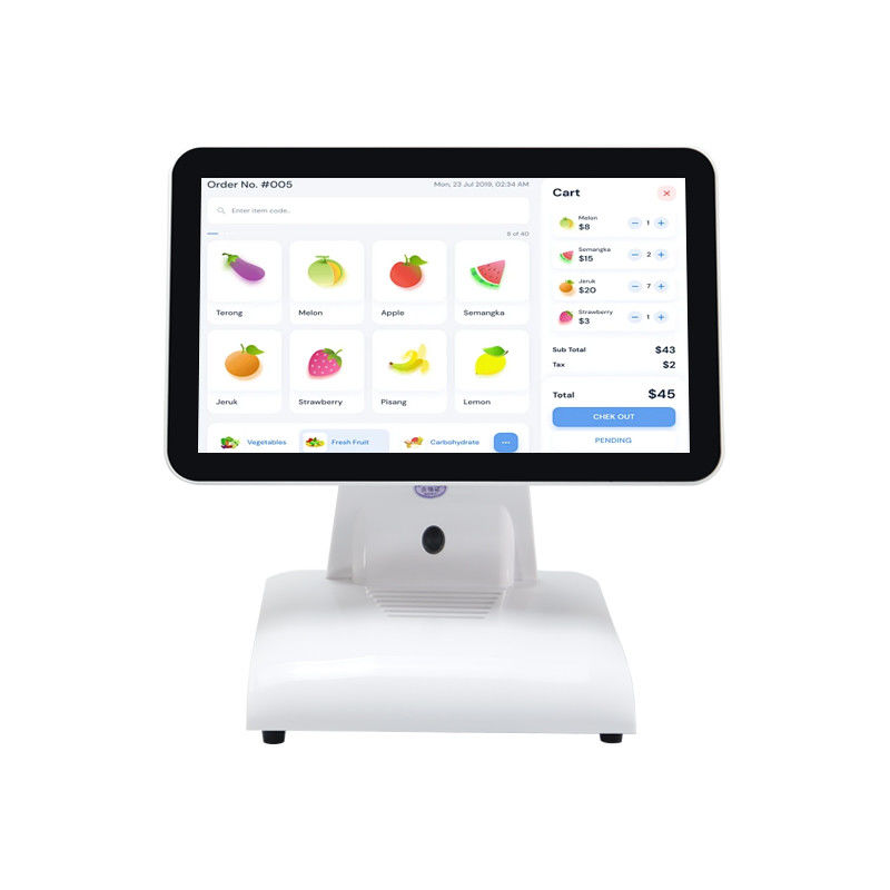 15인치 N2840 데스크톱 POS 머신 레스토랑 POS 터미널 2+32GB 고객 디스플레이와 함께 온인원 POS 시스템