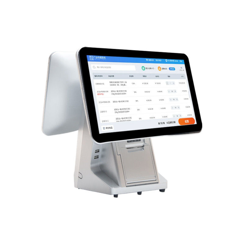 15.6인치 14인치 듀얼 스크린 안드로이드 시스템 POS 머신 (현금 결제 서랍 및 올인원 터치 스마트 소프트웨어 POS 터미널 포함)