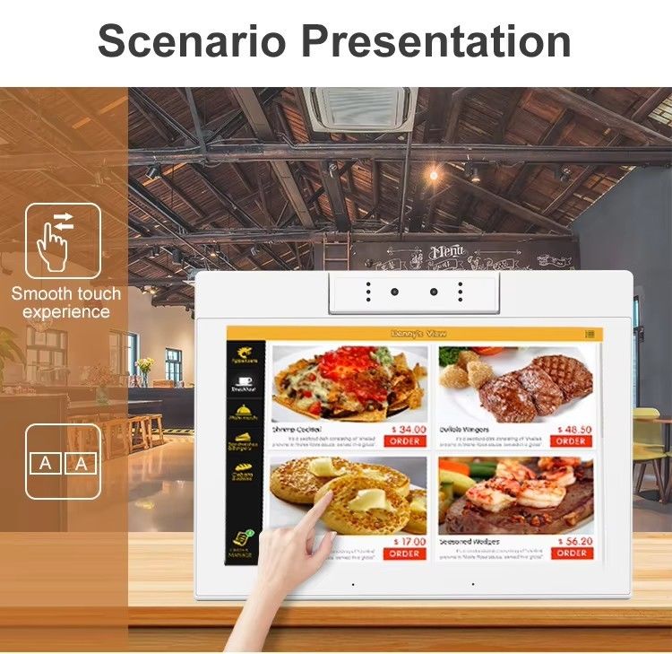 데스크톱 10.1인치 L 모양 안드로이드 태블릿 PC 와이파이 NFC 터치 스크린 쿼드 코어 스마트 오피스 셀프 서비스 키오스크 비즈니스 사용