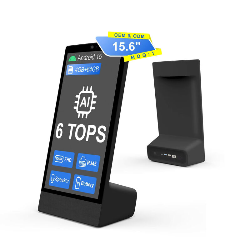 L형 데스크톱 15.6인치 1920x1080 안드로이드 15 태블릿 PC 와이파이 NFC 용량 터치 스크린 10000mAh 옥타 코어 패스트푸드 오터링 스피커